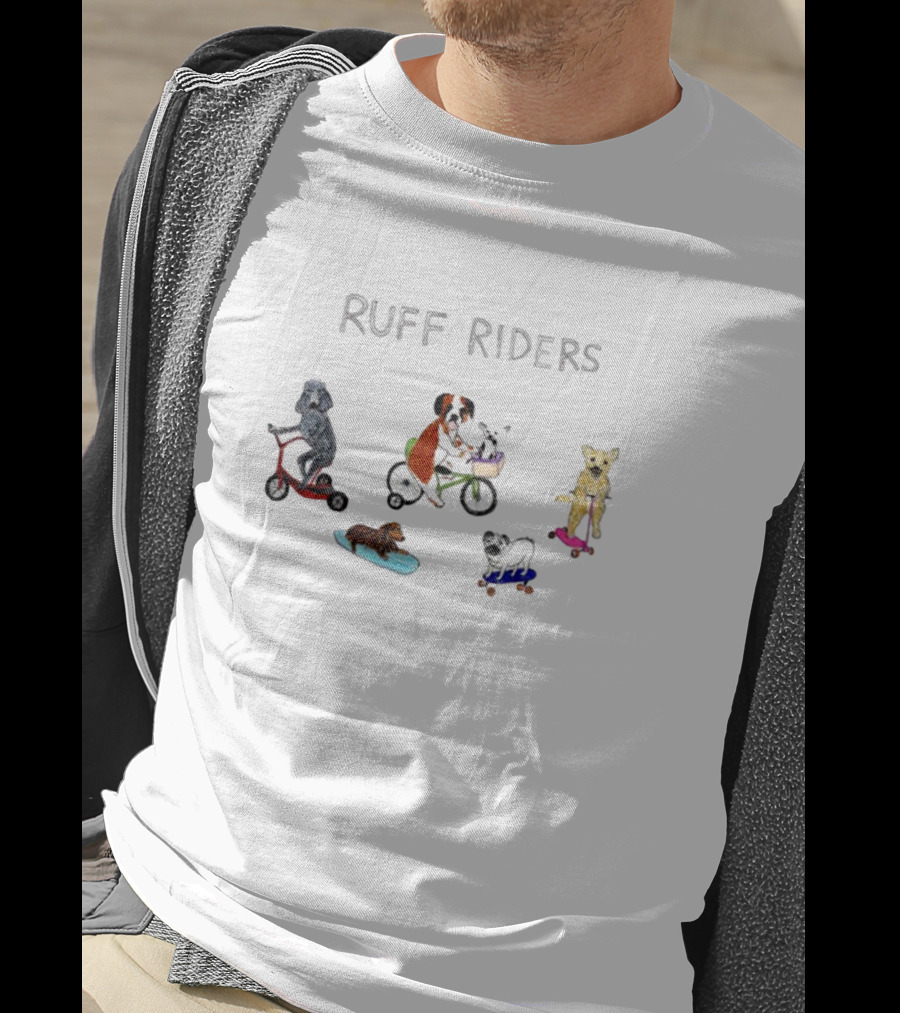 RUFF RIDERS Poodles Boxers Bulldogs Skateboards Scooters Bicycles T-Shirt