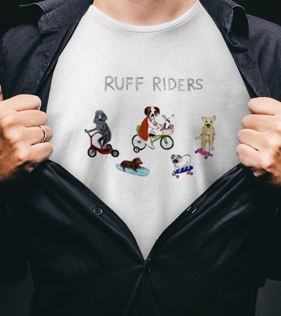 RUFF RIDERS Poodles Boxers Bulldogs Skateboards Scooters Bicycles T-Shirt
