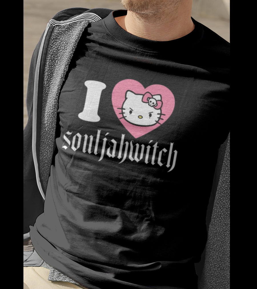 I Love Souljahwitch Cute Cat In Pink Heart T-Shirt