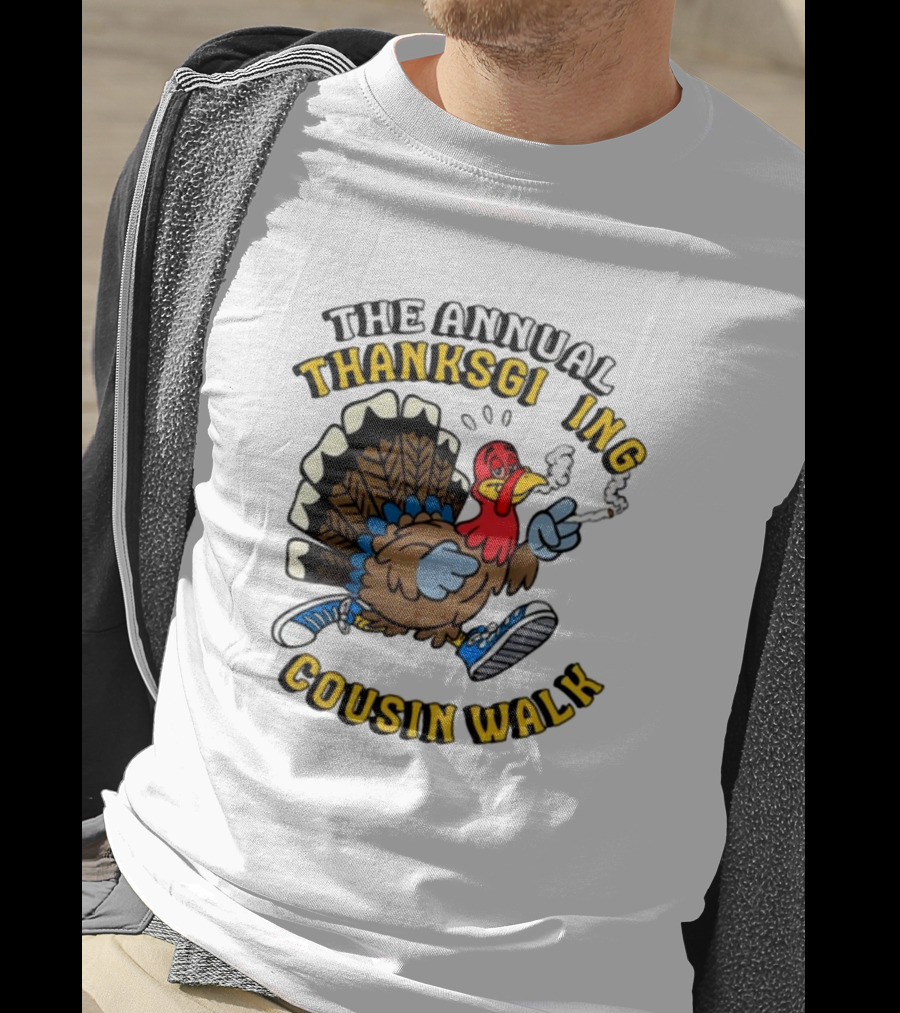The Annual Thanksgiving Cousin Walk Turkey Smoking Sneakers Fun T-Shirt
