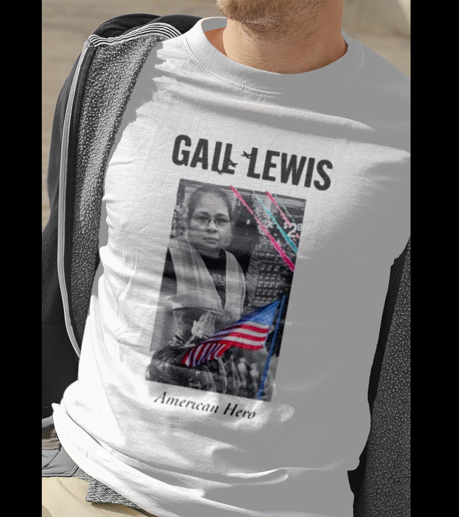 Gail Lewis American Hero Holding Flag Patriotic T-Shirt