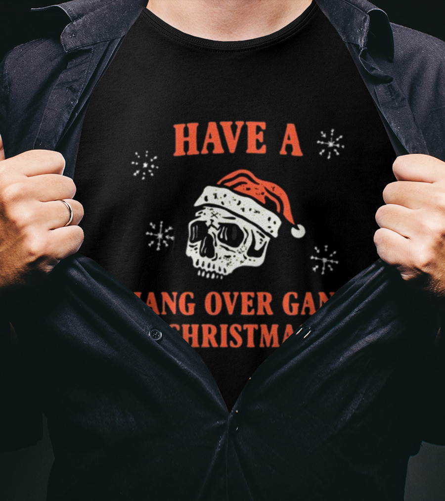 Have A Hang Over Gang Christmas Skull Santa Hat T-Shirt
