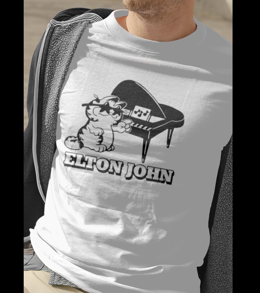 Garf At The Piano With Elton John Motif T-Shirt