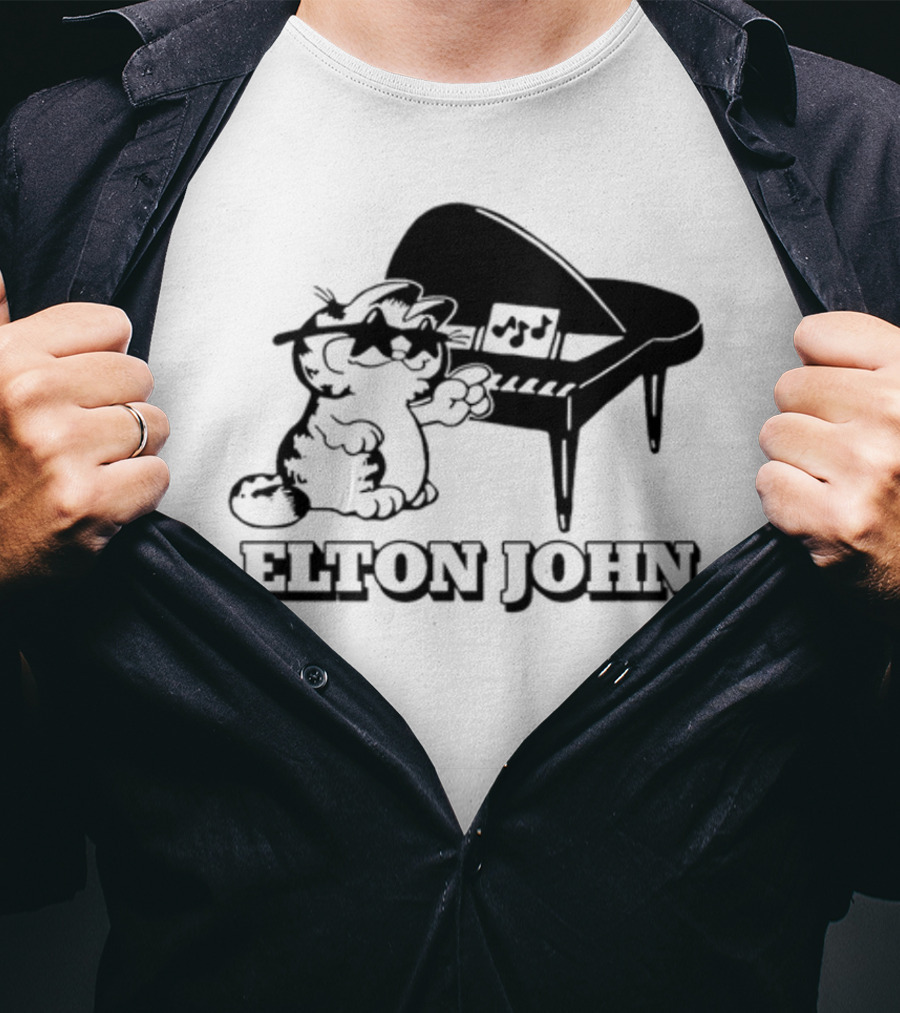 Garf At The Piano With Elton John Motif T-Shirt