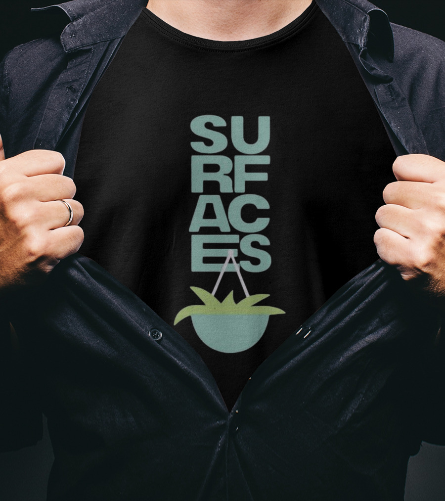 Surfacesmusic Where The Light Is Minimalist Plant Design Oil Green T-Shirt