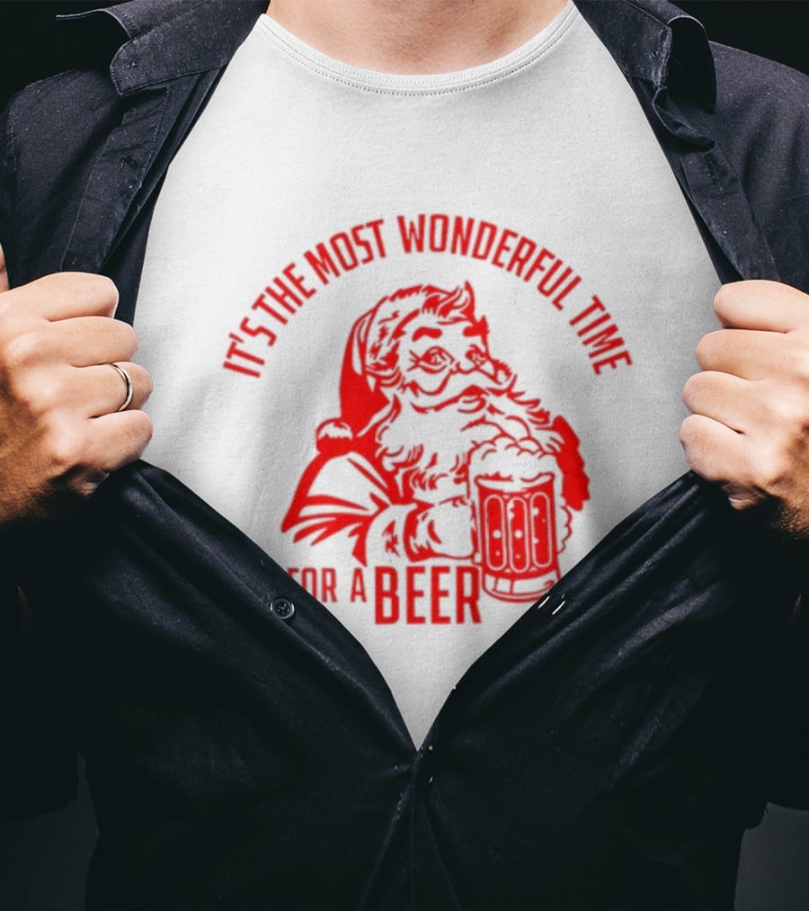 Santa Claus It's The Most Wonderful Time For A Beer Christmas T-Shirt