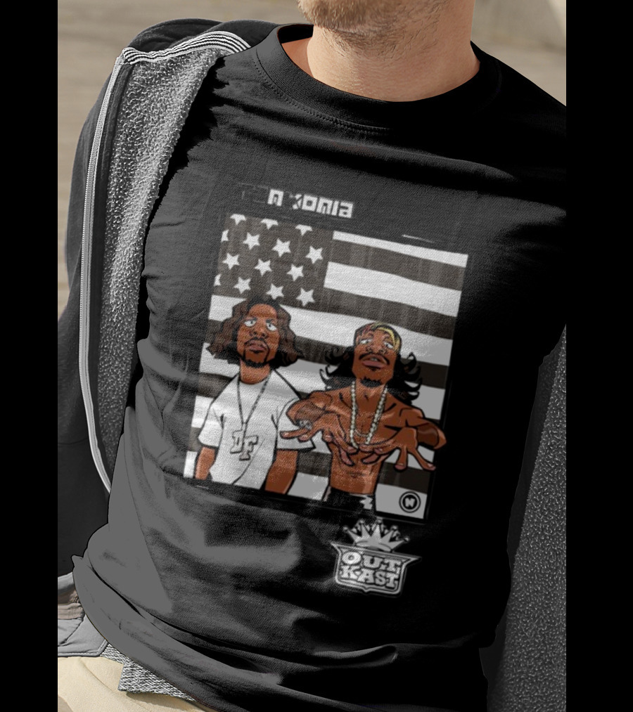 Stankonia Outkast Cartoon Style Stars And Stripes Duo Art By Nuri Durr T-Shirt