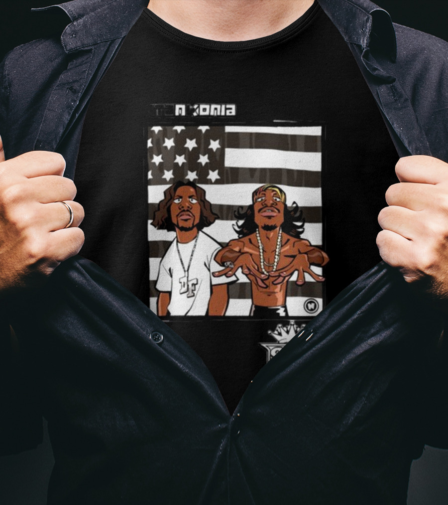 Stankonia Outkast Cartoon Style Stars And Stripes Duo Art By Nuri Durr T-Shirt