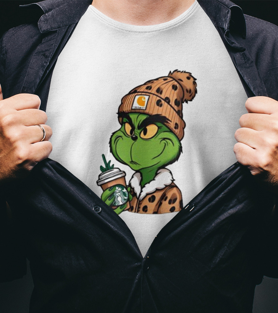 The Grinch Carhartt Beanie Starbucks Christmas T-Shirt
