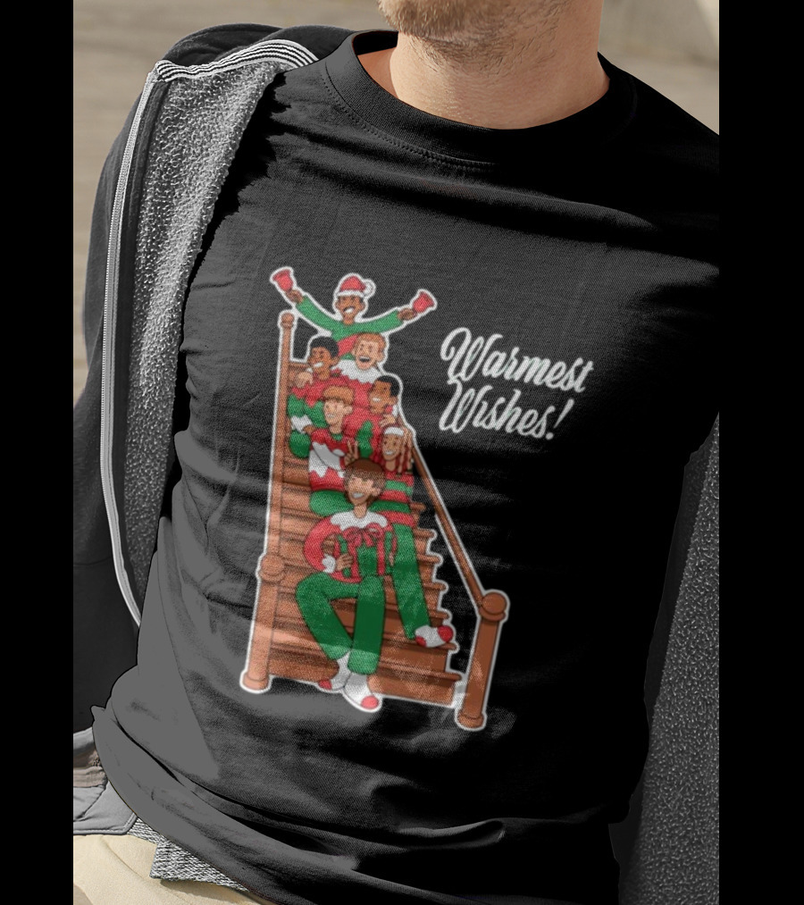 Warmest Wishes Holiday Family Celebration On Stairs T-Shirt