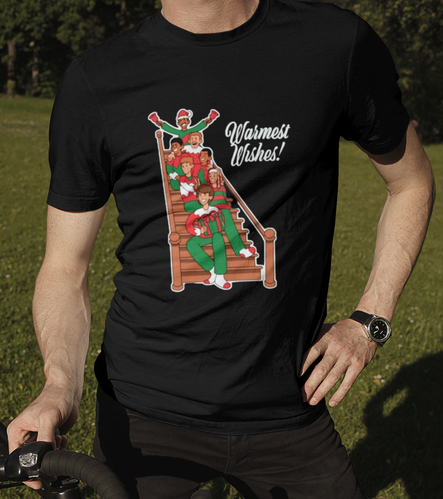 Warmest Wishes Holiday Family Celebration On Stairs T-Shirt