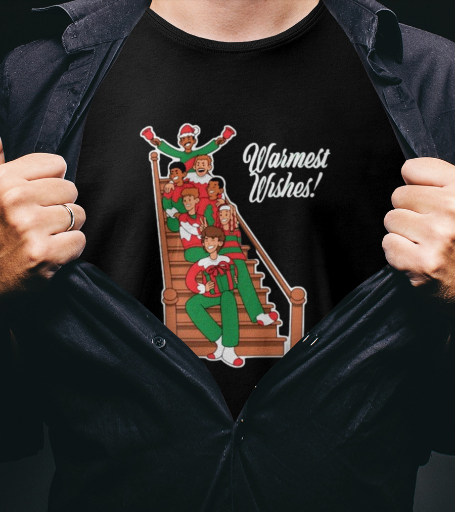 Warmest Wishes Holiday Family Celebration On Stairs T-Shirt