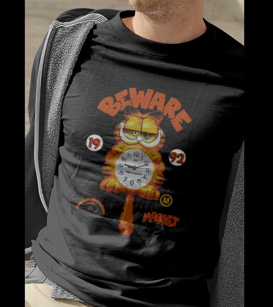 Beware Market Garfield 1992 Times And Waits Clock M T-Shirt