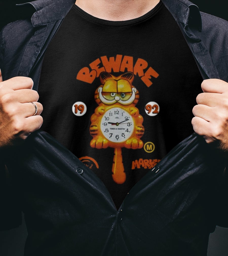 Beware Market Garfield 1992 Times And Waits Clock M T-Shirt