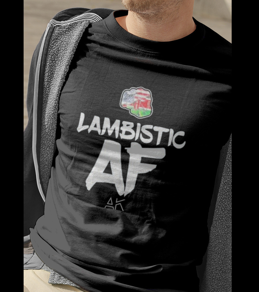 Lambistic AF American Kenyan Flag Map T-Shirt