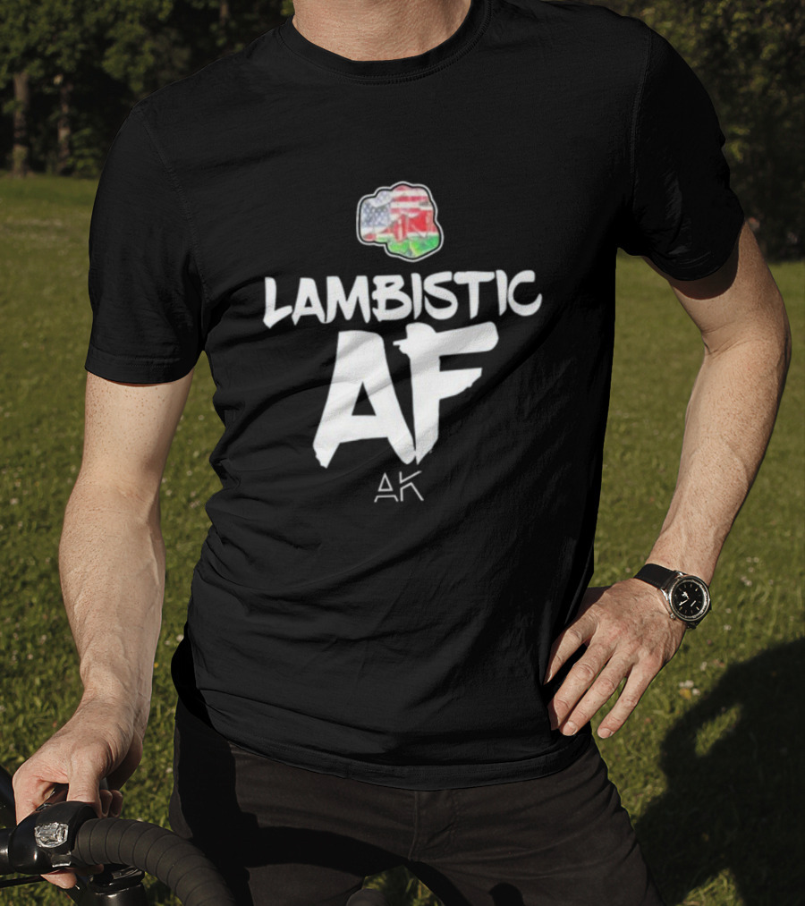 Lambistic AF American Kenyan Flag Map T-Shirt