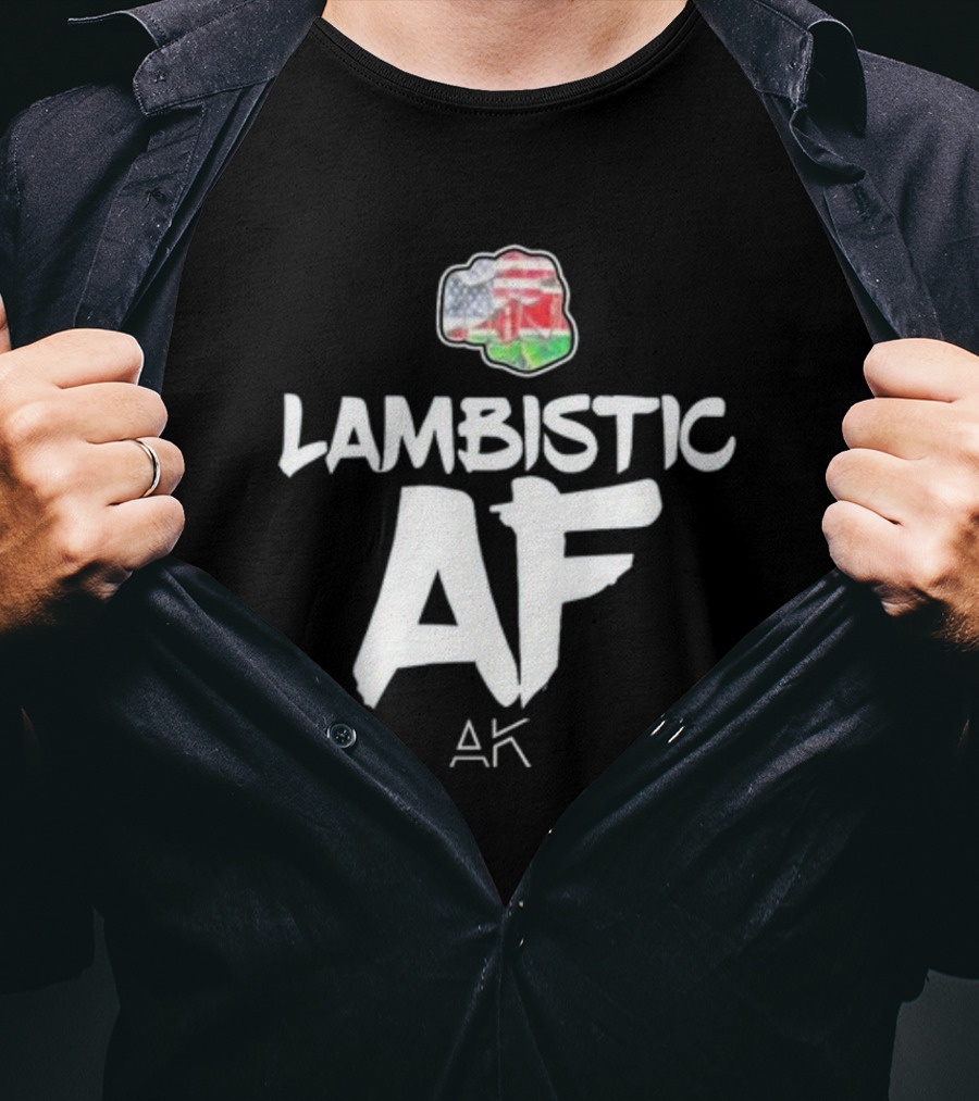 Lambistic AF American Kenyan Flag Map T-Shirt