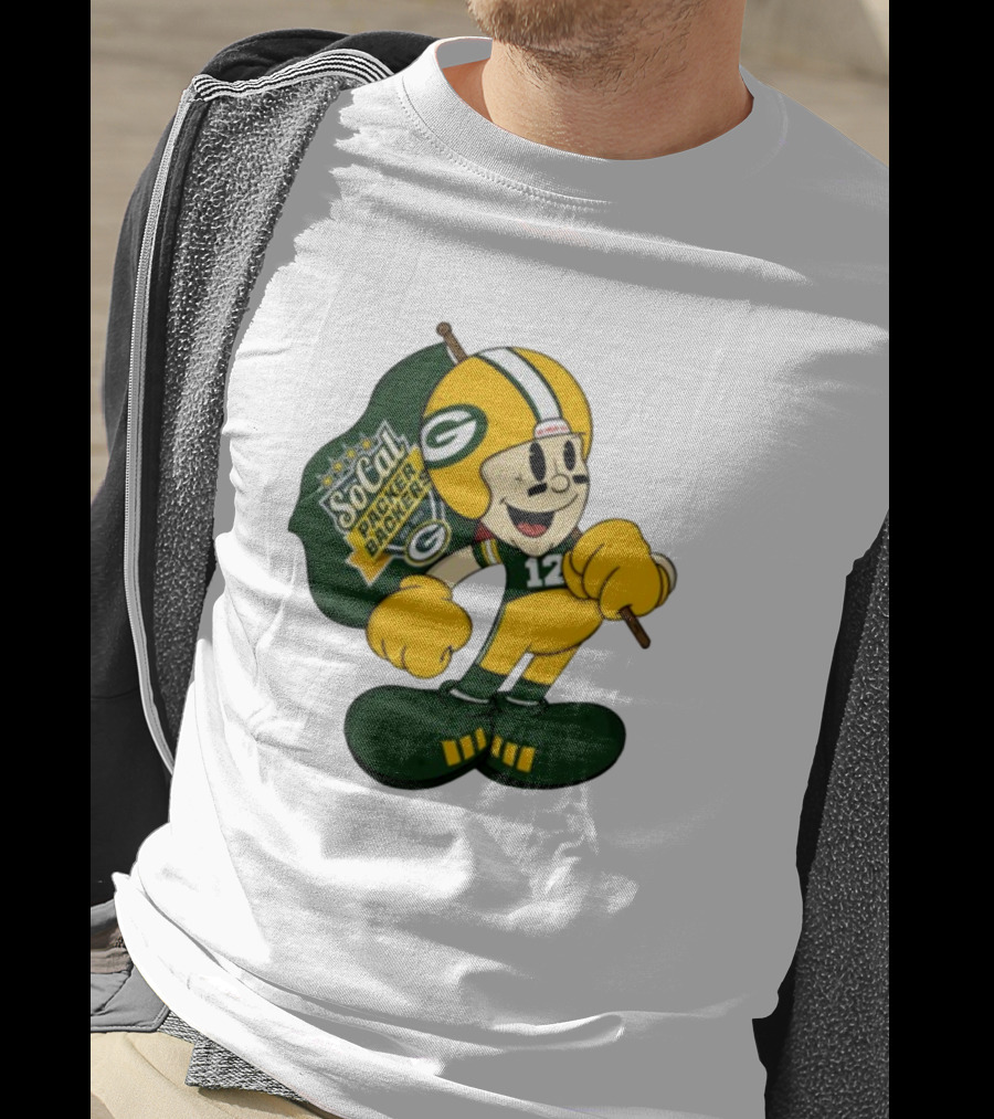 Socal Packer Backers 12 Retro Cartoon Football Character T-Shirt