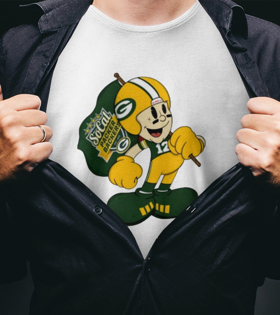 Socal Packer Backers 12 Retro Cartoon Football Character T-Shirt
