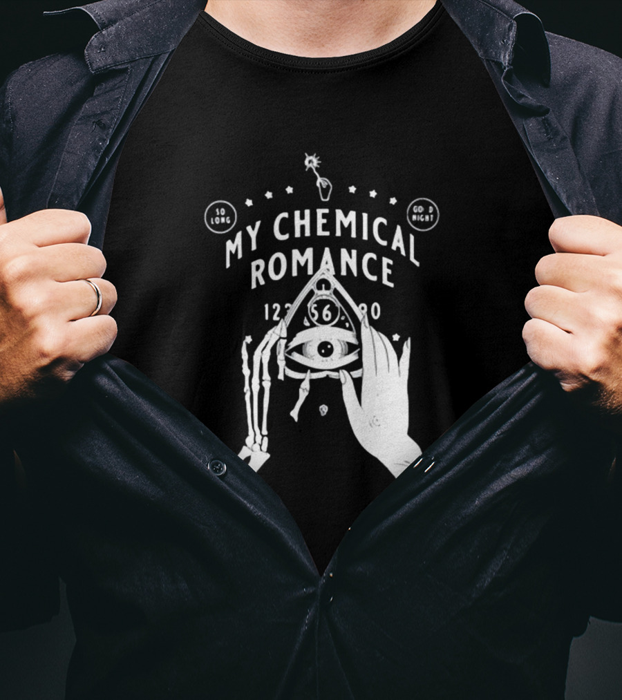 My Chemical Romance Spirit Board So Long Good Night Skeleton Hand Eye T-Shirt