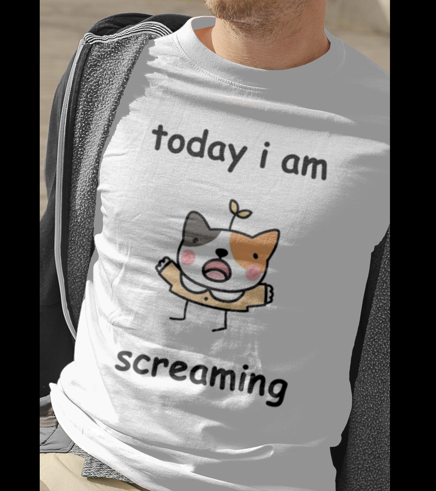 Today I Am Screaming Corgi Cartoon With Leaf Sprout T-Shirt
