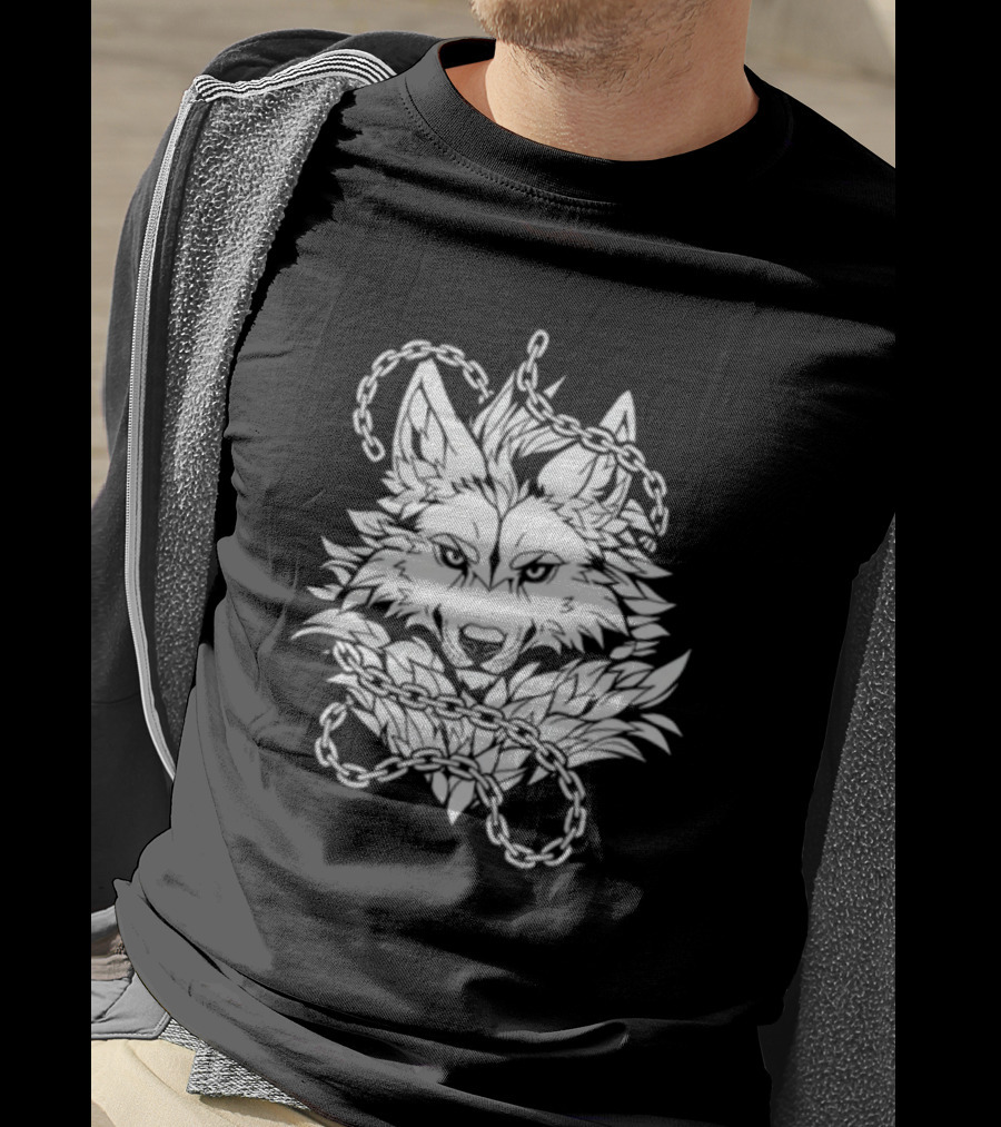Wolf Head Enclosed By Chains T-Shirt