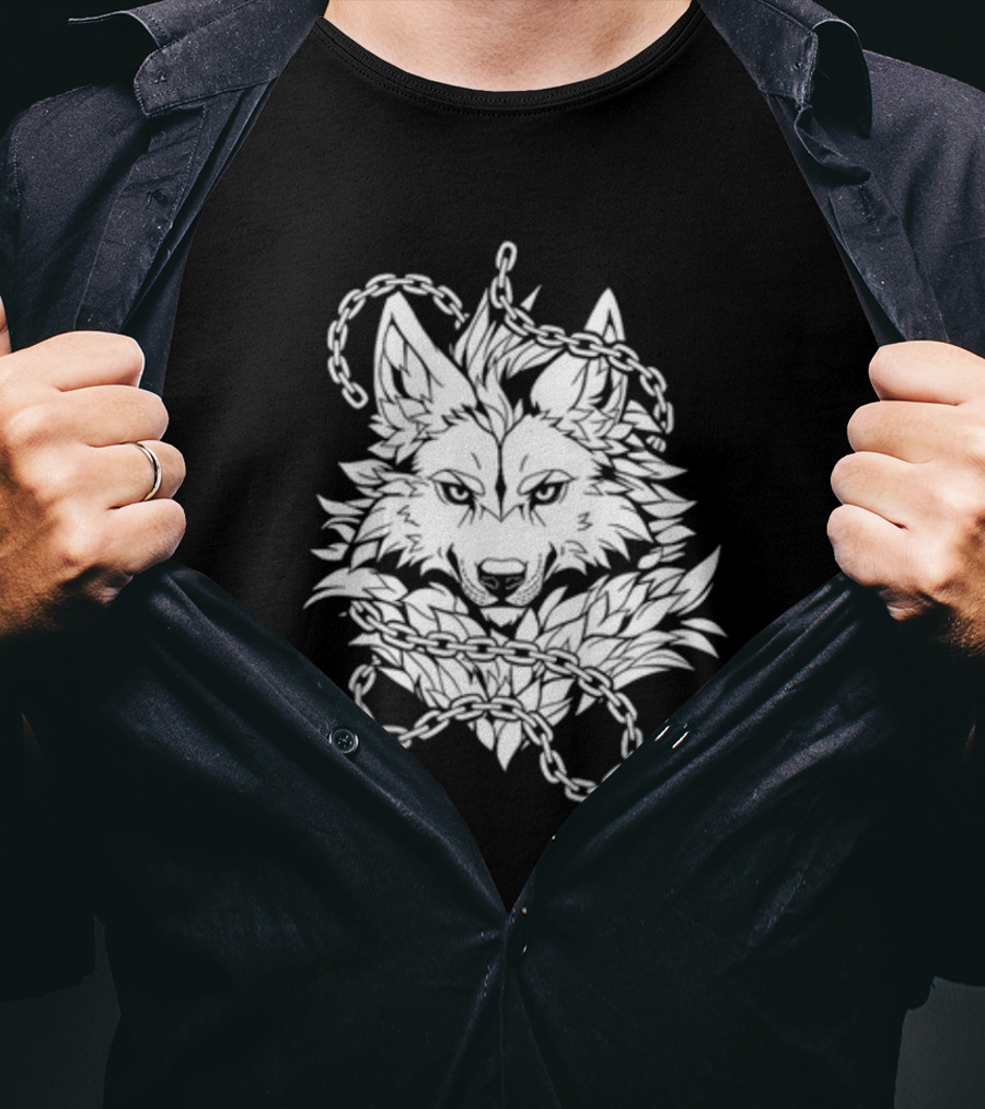 Wolf Head Enclosed By Chains T-Shirt