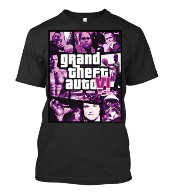 Grand Theft Auto VI Six Galleryno8 Purple Collage T-Shirt