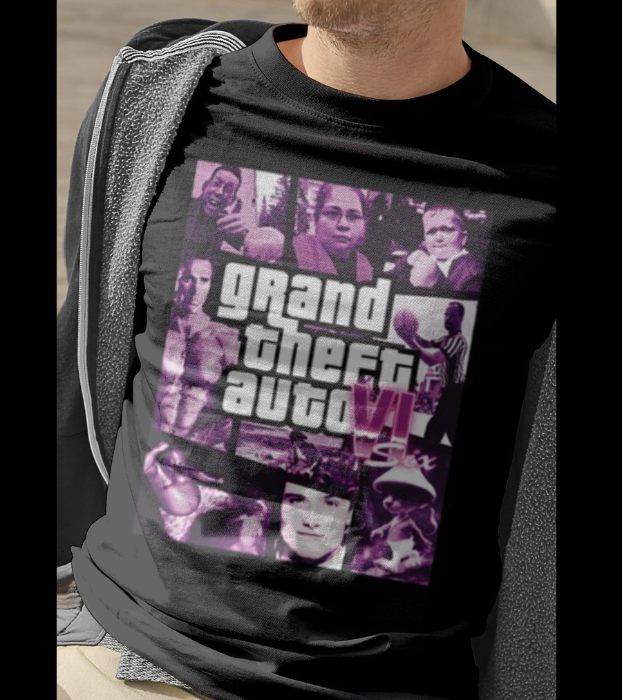Grand Theft Auto VI Six Galleryno8 Purple Collage T-Shirt