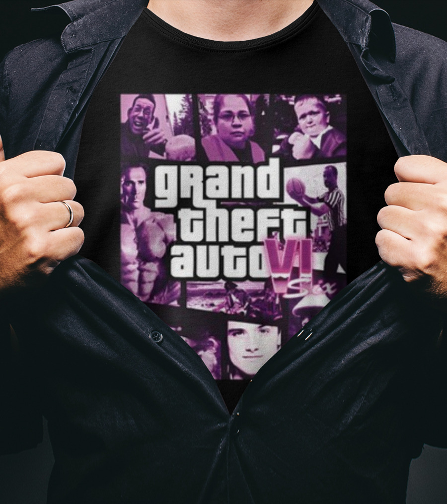 Grand Theft Auto VI Six Galleryno8 Purple Collage T-Shirt