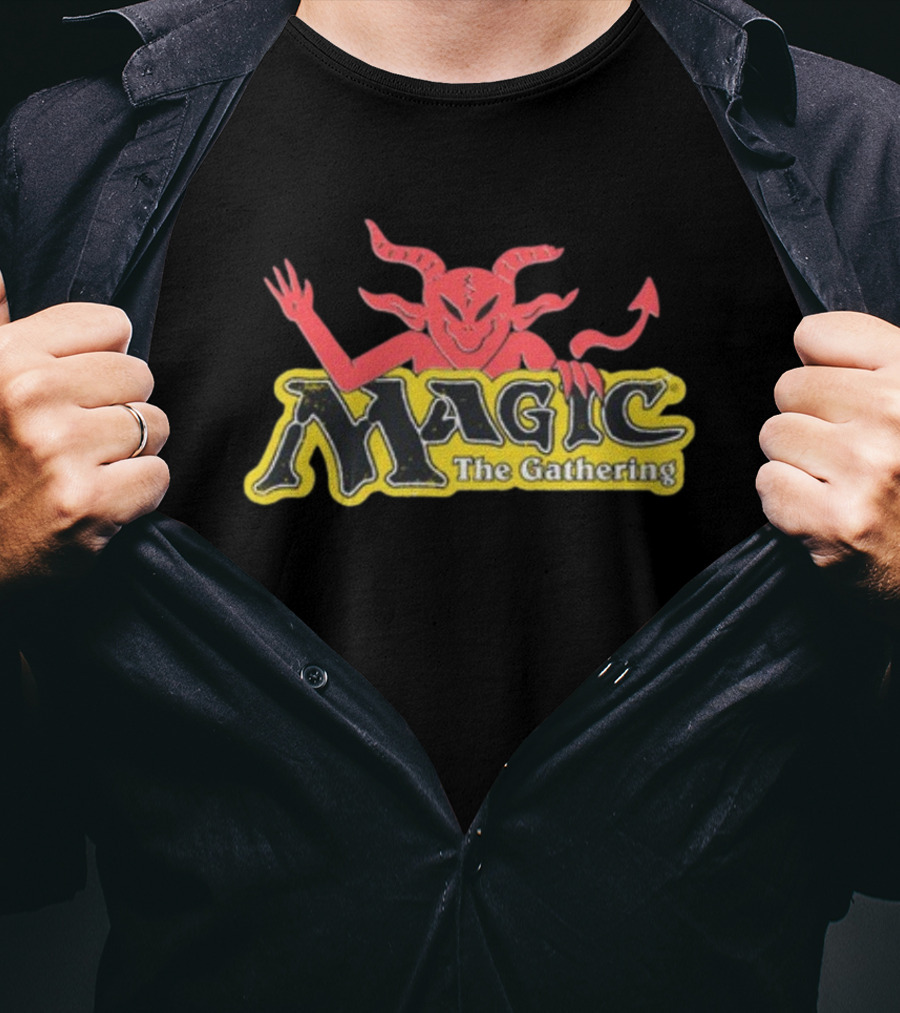 Wizard Of Barge Magic The Gathering Demon Logo Design New T-Shirt