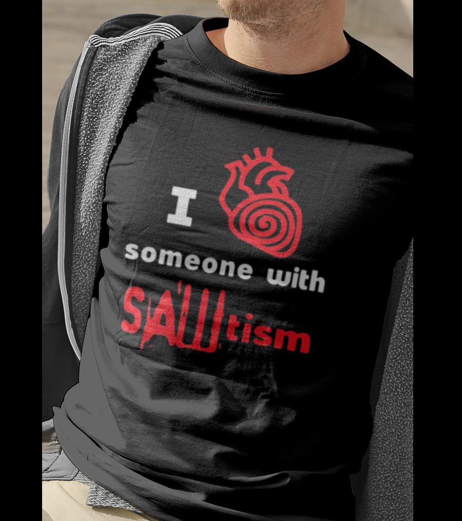 I Heart Someone With Sawtism Red Heart T-Shirt