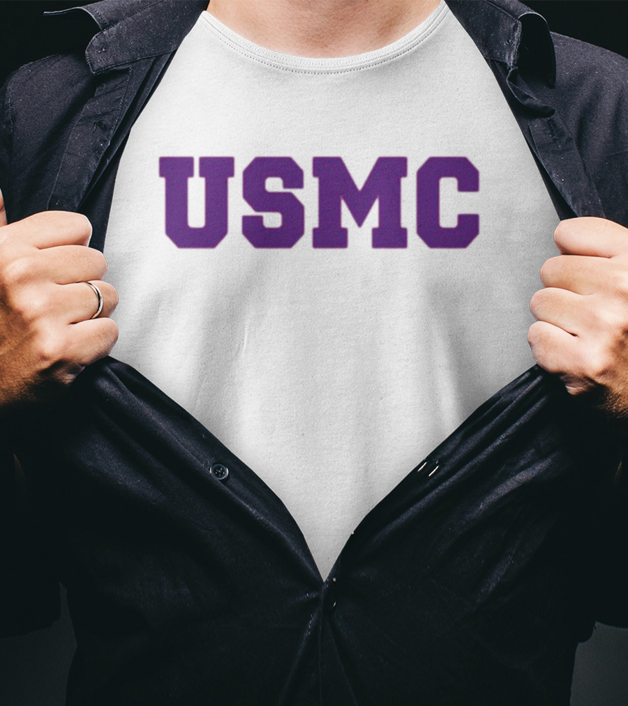 James Carville USMC Purple Bold Letters T-Shirt