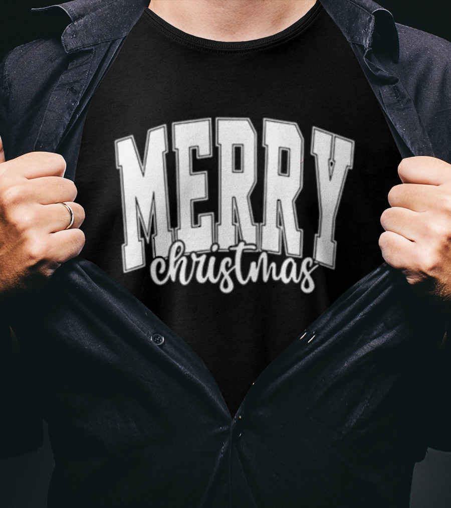Merry Christmas Simple Classic Bold Festive Text T-Shirt