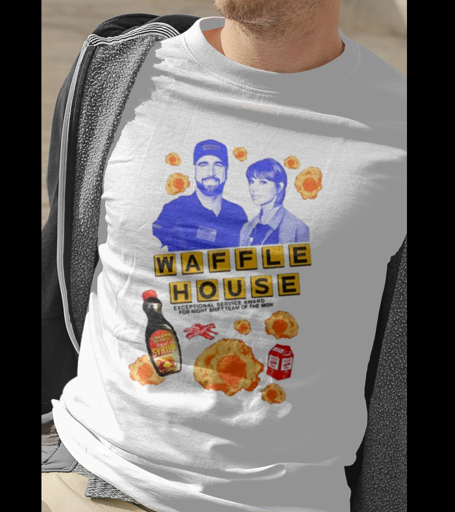 Waffle House Night Shift Team Exceptional Service Award Featuring Syrup Eggs And Milk T-Shirt