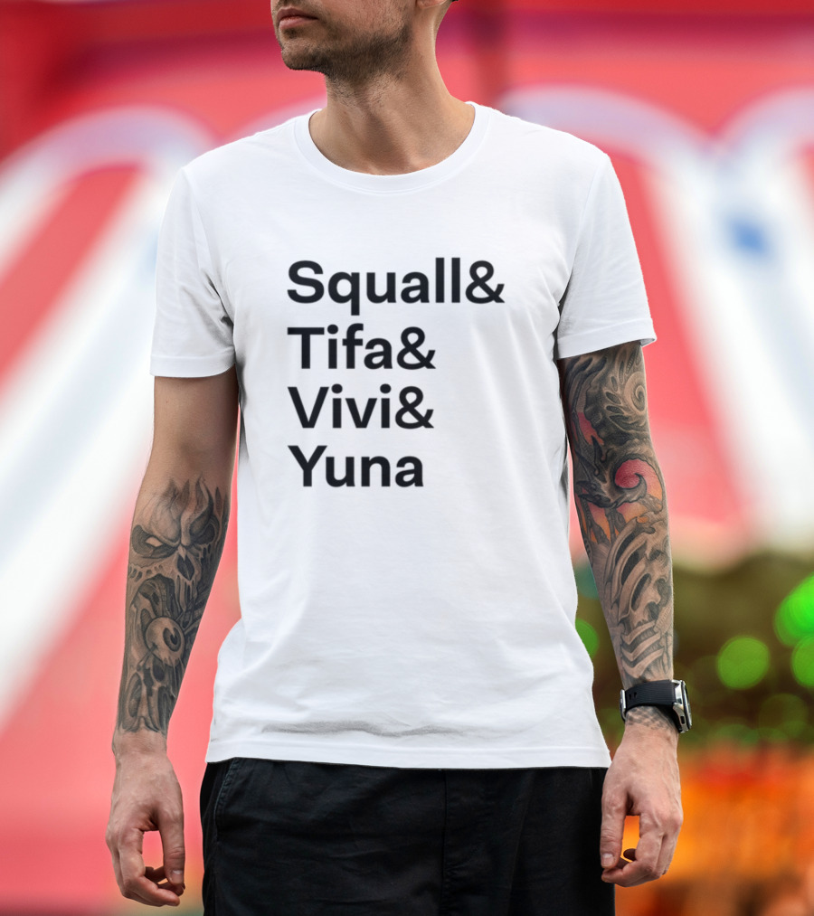 Squall Tifa Vivi Yuna Final Fantasy Character Names T-Shirt
