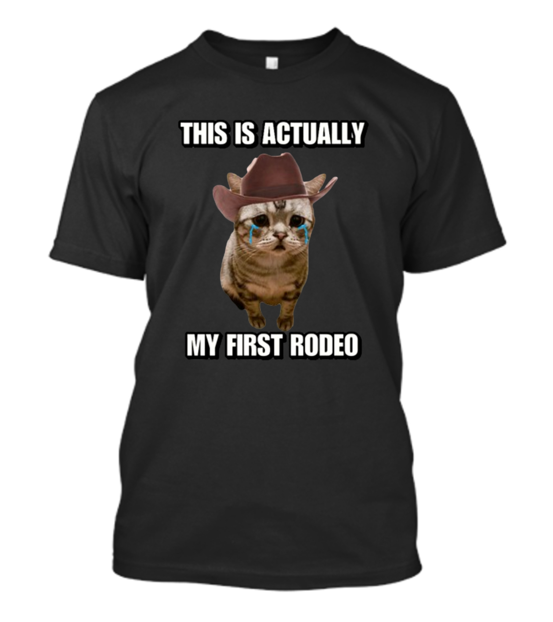 This Is Actually My First Rodeo Cringey Cat Cowboy Hat T-Shirt