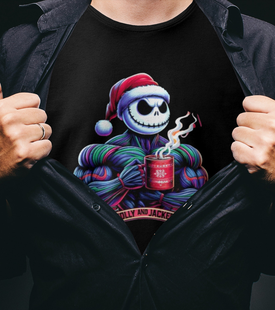 Jolly And Jacked Beyond Average Training Apparel Santa Skeleton Muscle Mug T-Shirt
