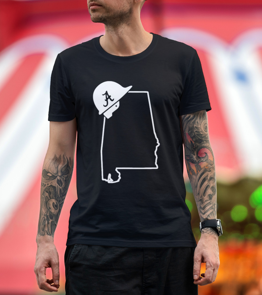 Alabama State Outline with Safety Helmet Featuring A T-Shirt