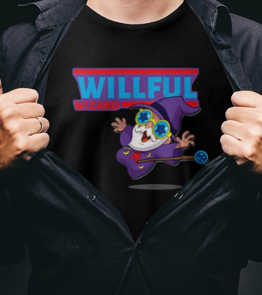 Veefriends Willful Wizard Character Starry Eyed Purple Cloak Wand T-Shirt