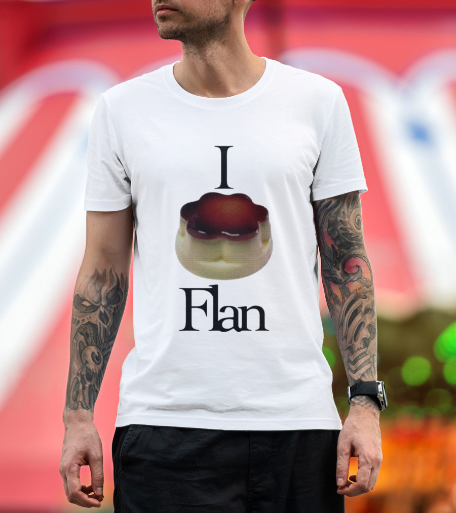 Cybermrcury I Love Flan Dessert Icon with Text Flan T-Shirt