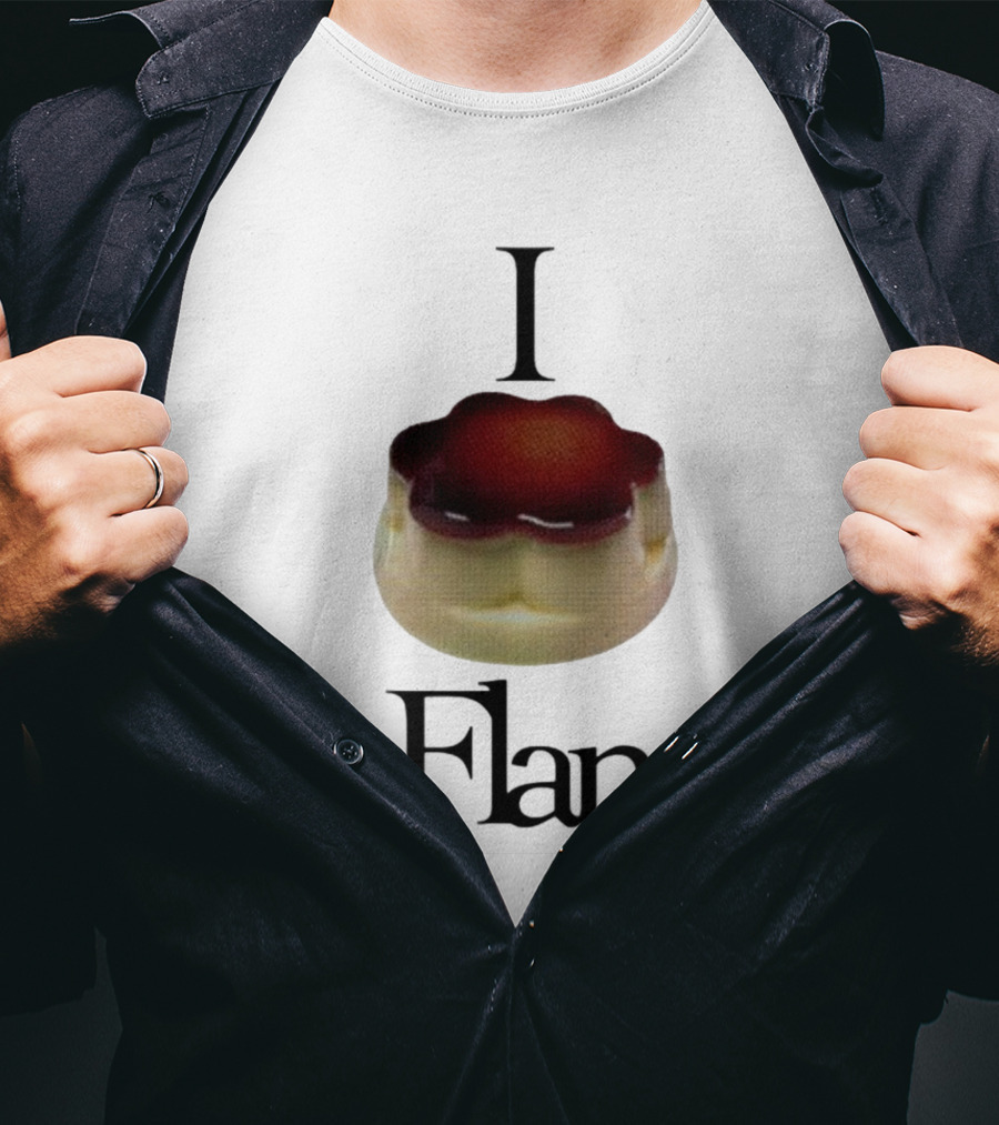 Cybermrcury I Love Flan Dessert Icon With Text Flan T-Shirt