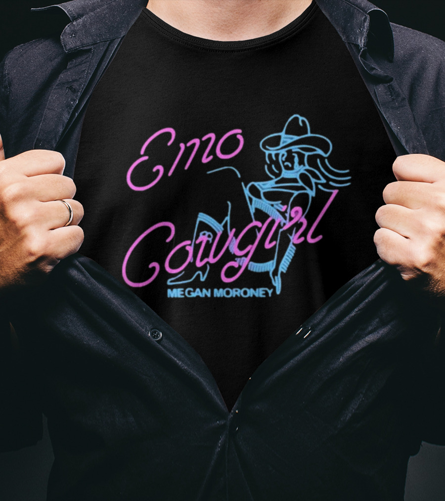 Emo Cowgirl Megan Moroney Vintage Neon Style Drawing T-Shirt