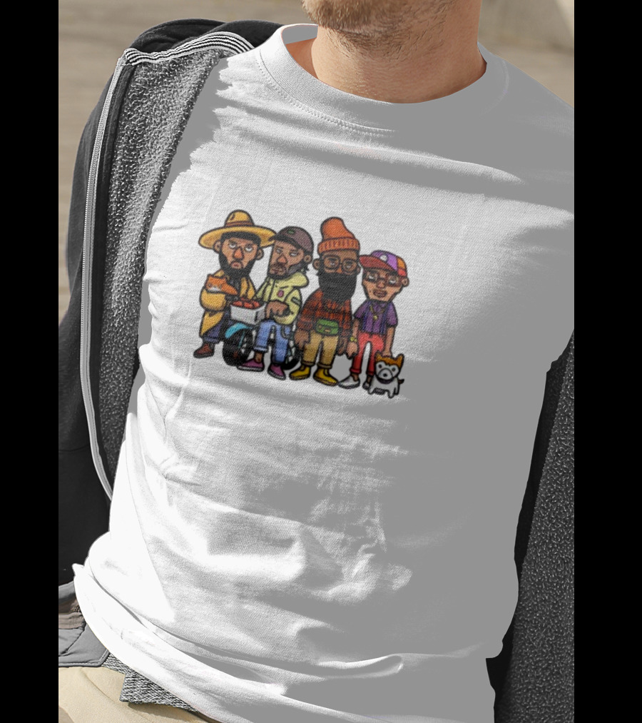 Lolwtferic Hipster Outfit Cartoon Crew With Dog T-Shirt