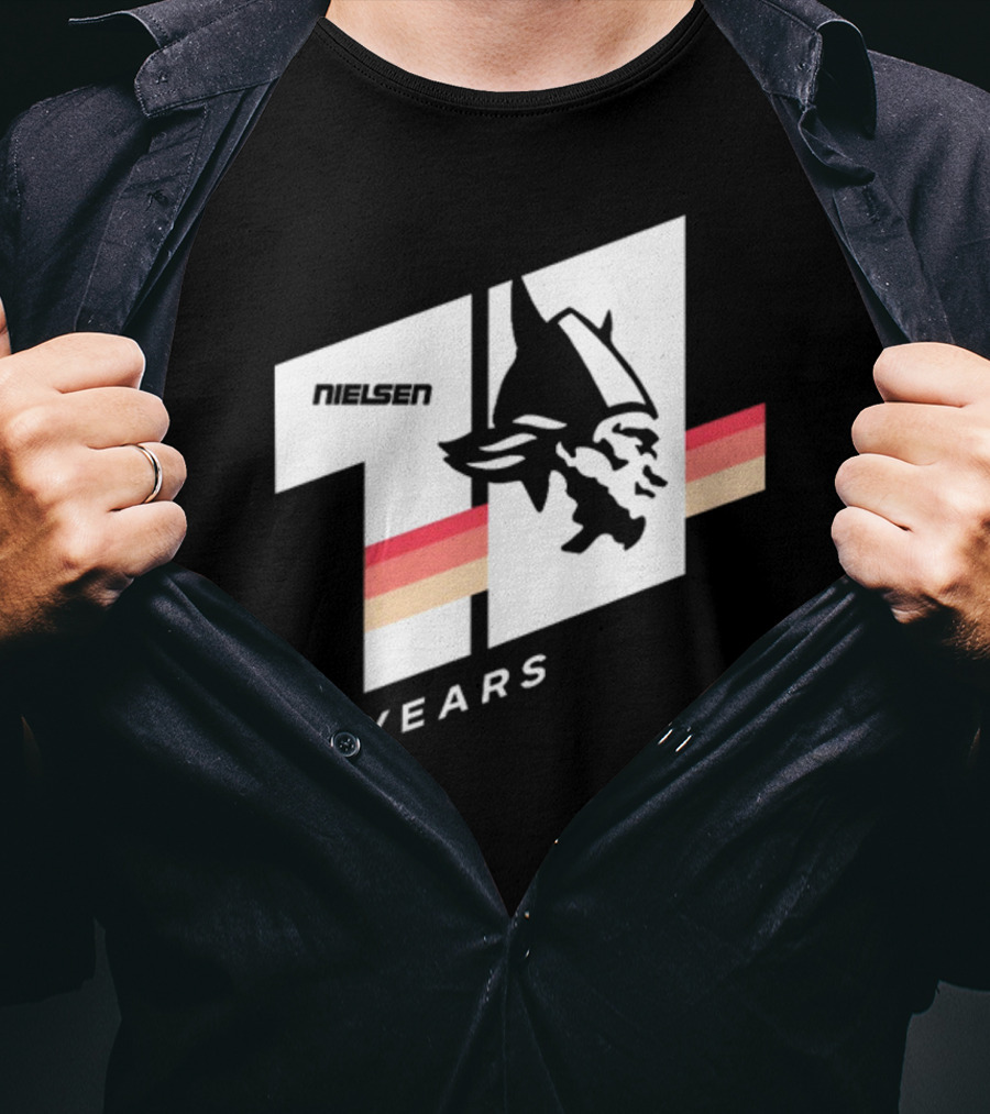 Nielsen Racing Viking Logo 71 Years Retro Stripes T-Shirt