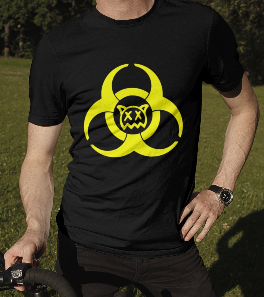 Ren Biohazard Symbol With X-Eyed Cat Face T-Shirt