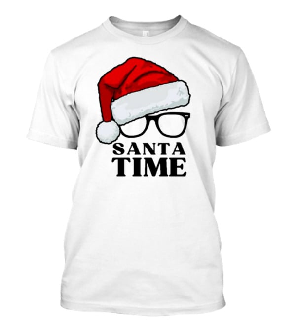 Santa Time With Santa Hat And Glasses T-Shirt