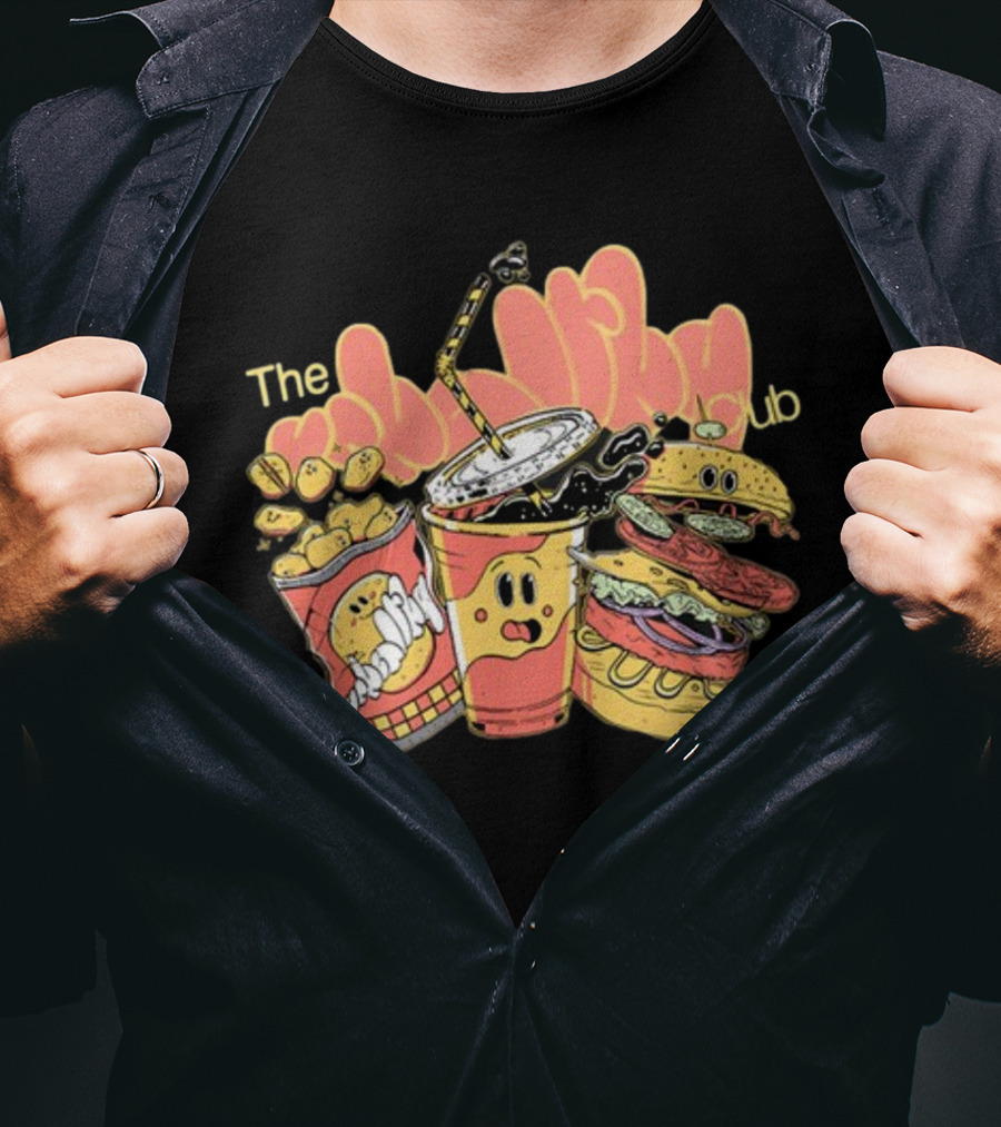 The Unhealthy Club Fast Food Cartoon Characters T-Shirt