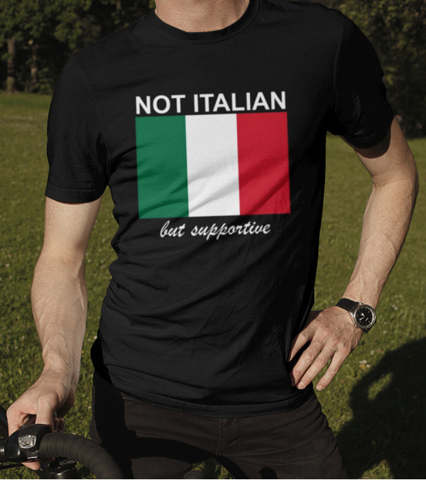 Big Cat Not Italian But Supportive Italian Flag T-Shirt