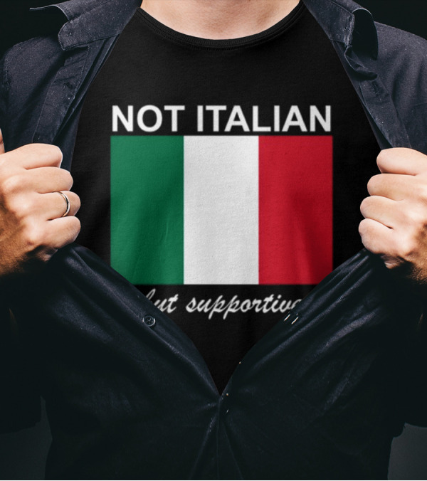 Big Cat Not Italian But Supportive Italian Flag T-Shirt